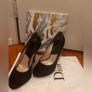 Minimalist Evening Dior Black Peep-Toe Heels Wedding Luxury